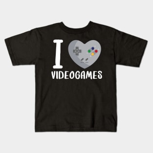 Heart Gaming Old Controller Video Gamer I love VideoGames Kids T-Shirt